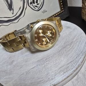 Swatch Women's Watch Swiss Ironey Diaphane Chrono Full Blooded Gold Steel